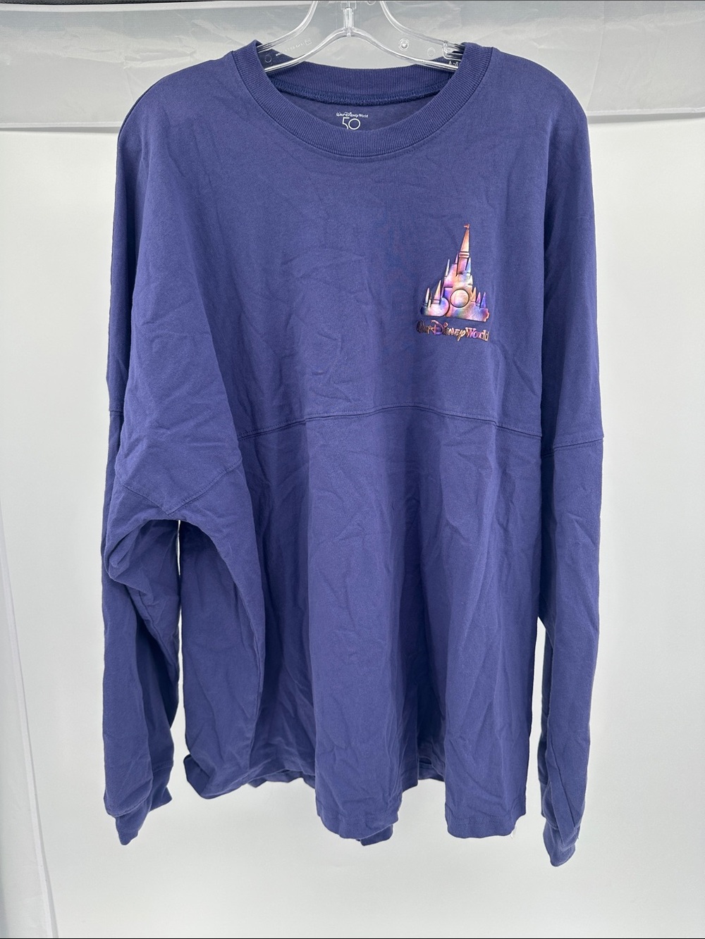 Disney Purple Long-Sleeve Tee with Shimmering Castle Graphic